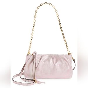NWT Aimee Kestenberg Charismatic Leather Crossbody BagPETAL BRUSH METALLIC